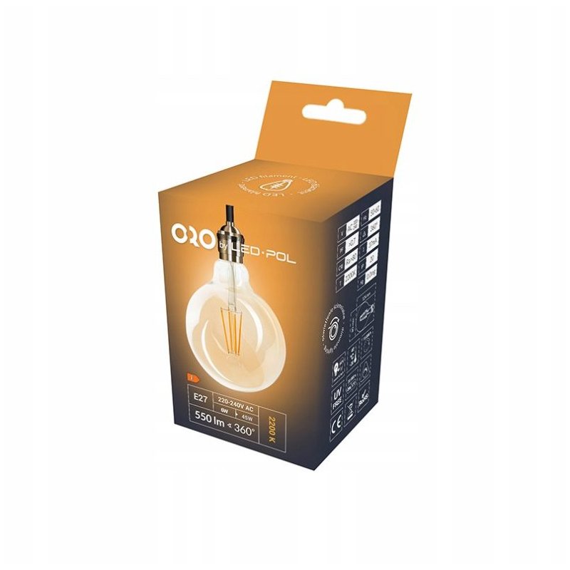 DEKORACYJNA OZDOBNA ŻARÓWKA LED E27 AMBER 6W