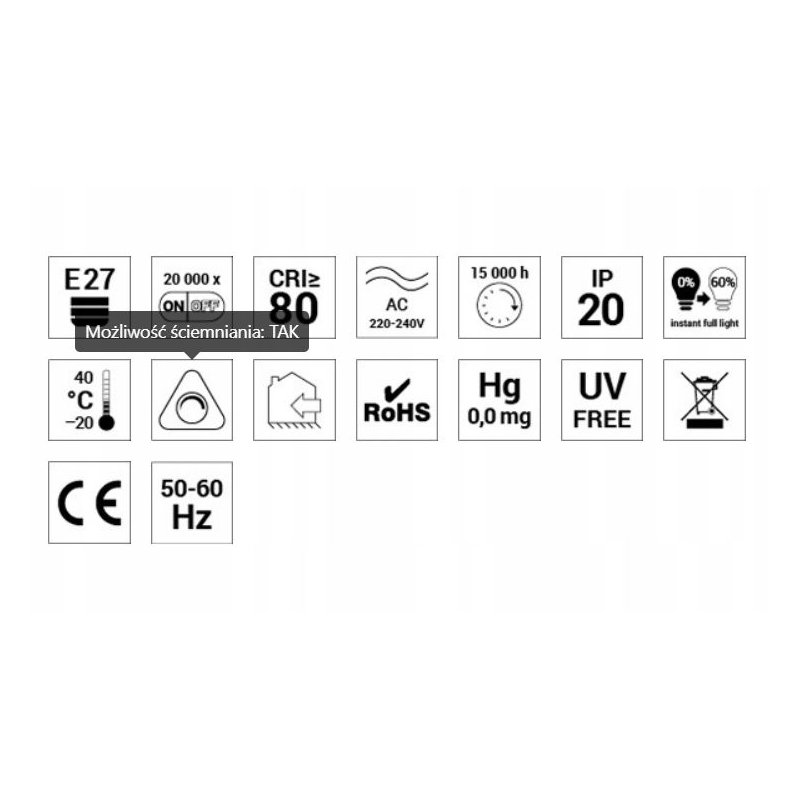 DEKORACYJNA OZDOBNA ŻARÓWKA LED E27 AMBER 6W