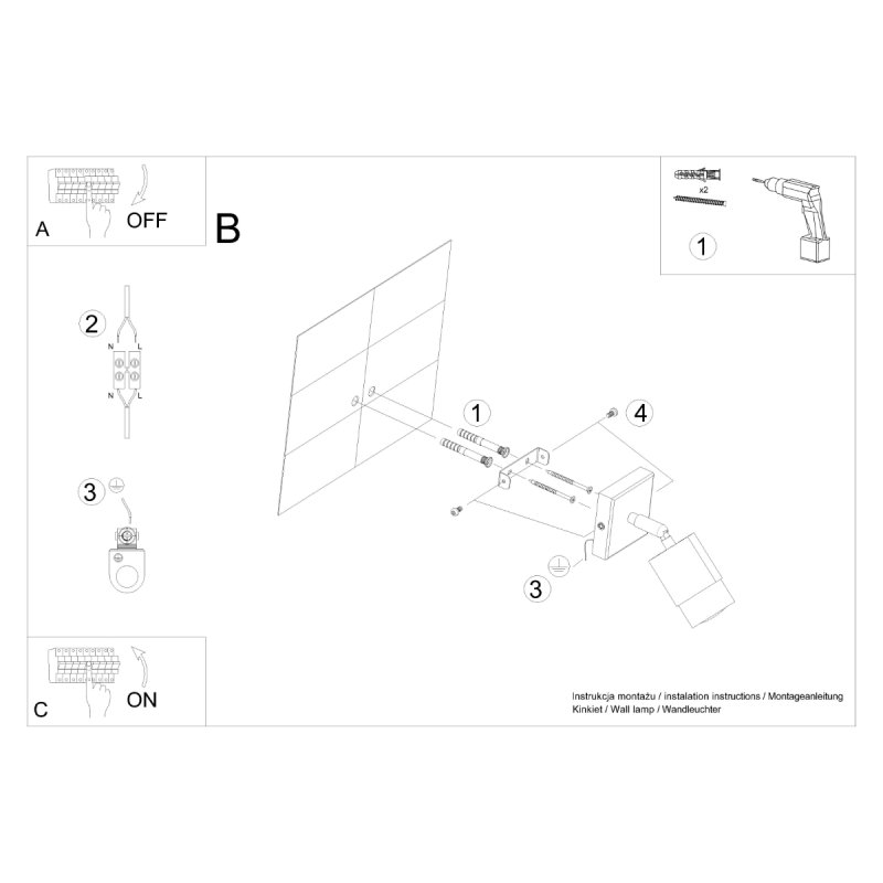 Kinkiet NERO czarny/złoty