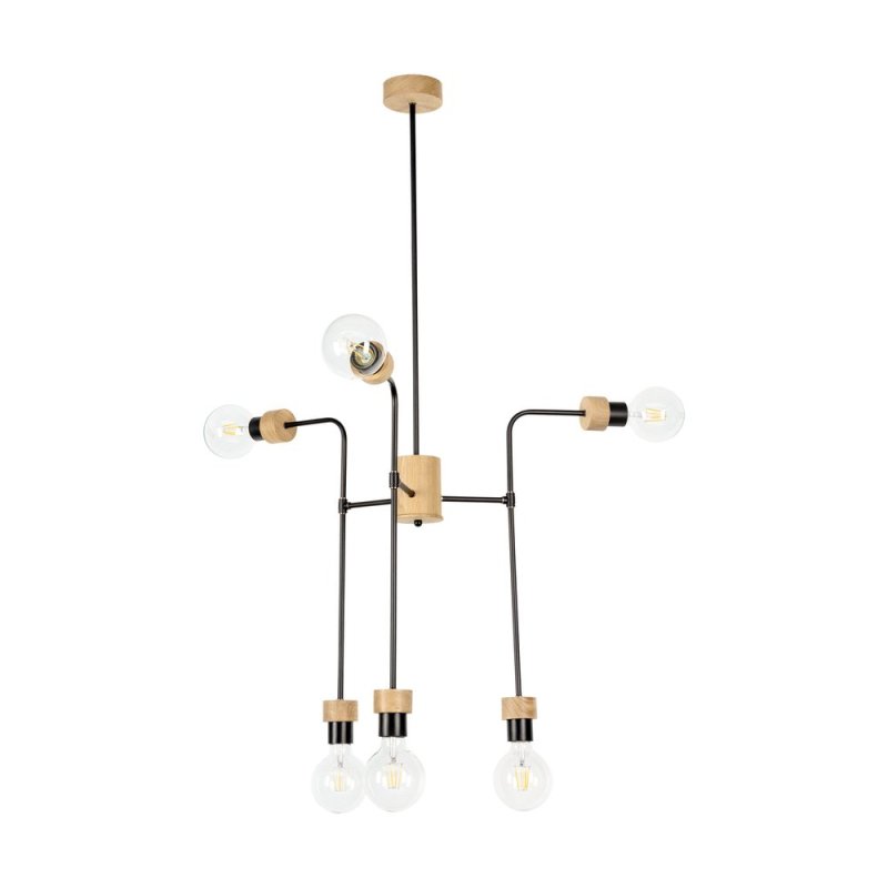 Montix Lampa Sufitowa 6xE27 Max.40W Dąb Olejowany/Czarny