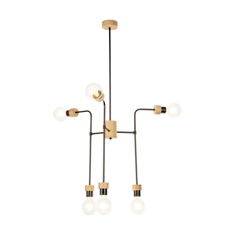 Montix Lampa Sufitowa 6xE27 Max.40W Dąb Olejowany/Czarny