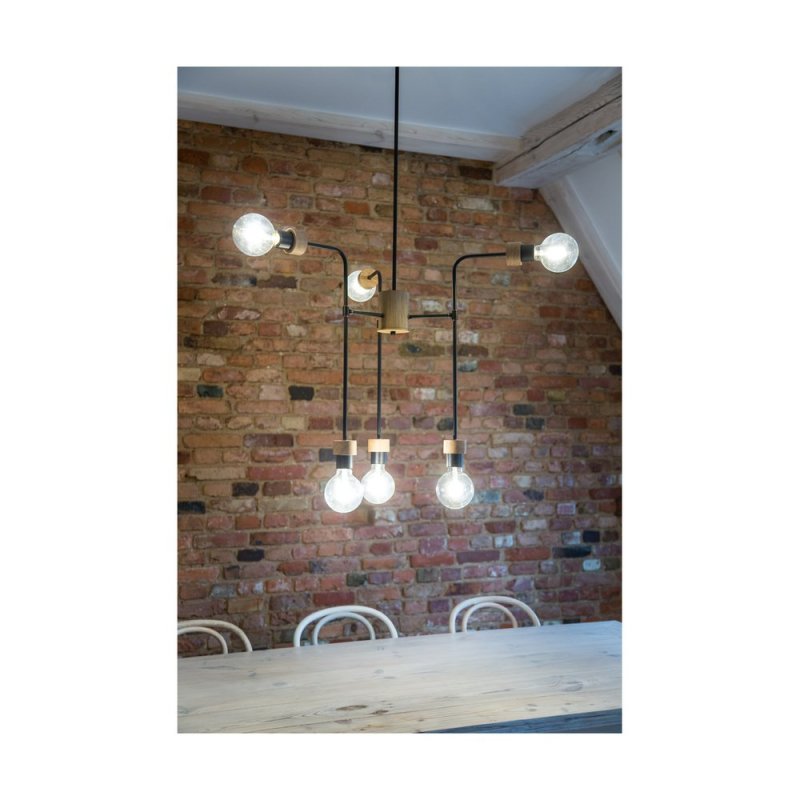 Montix Lampa Sufitowa 6xE27 Max.40W Dąb Olejowany/Czarny