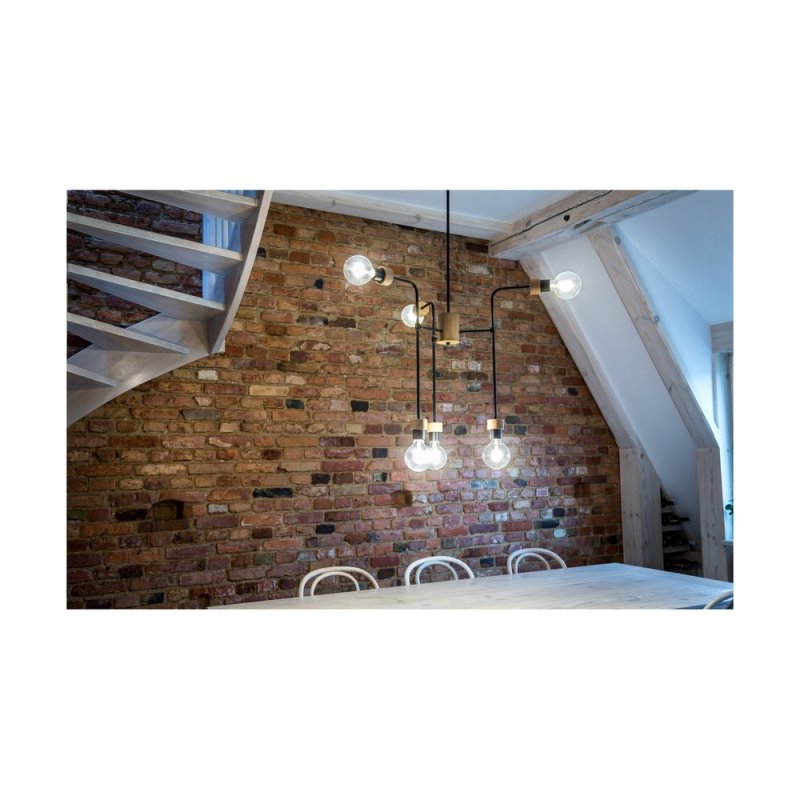 Montix Lampa Sufitowa 6xE27 Max.40W Dąb Olejowany/Czarny