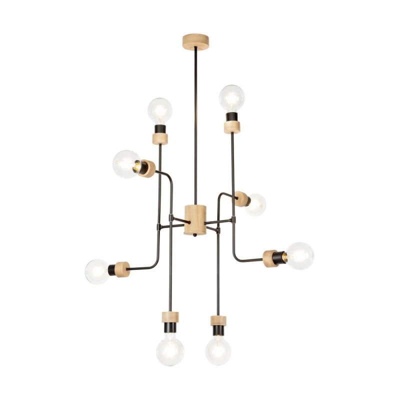 Montix Lampa Sufitowa 8xE27 Max.40W Dąb Olejowany/Czarny