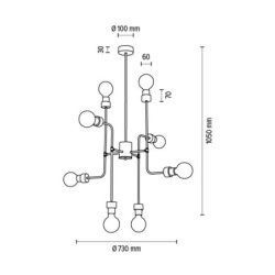 Montix Lampa Sufitowa 8xE27 Max.40W Dąb Olejowany/Czarny