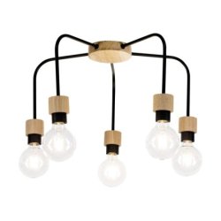 Eclait Lampa Sufitowa 5xE27 Max.40W Dąb Olejowany/Czarny