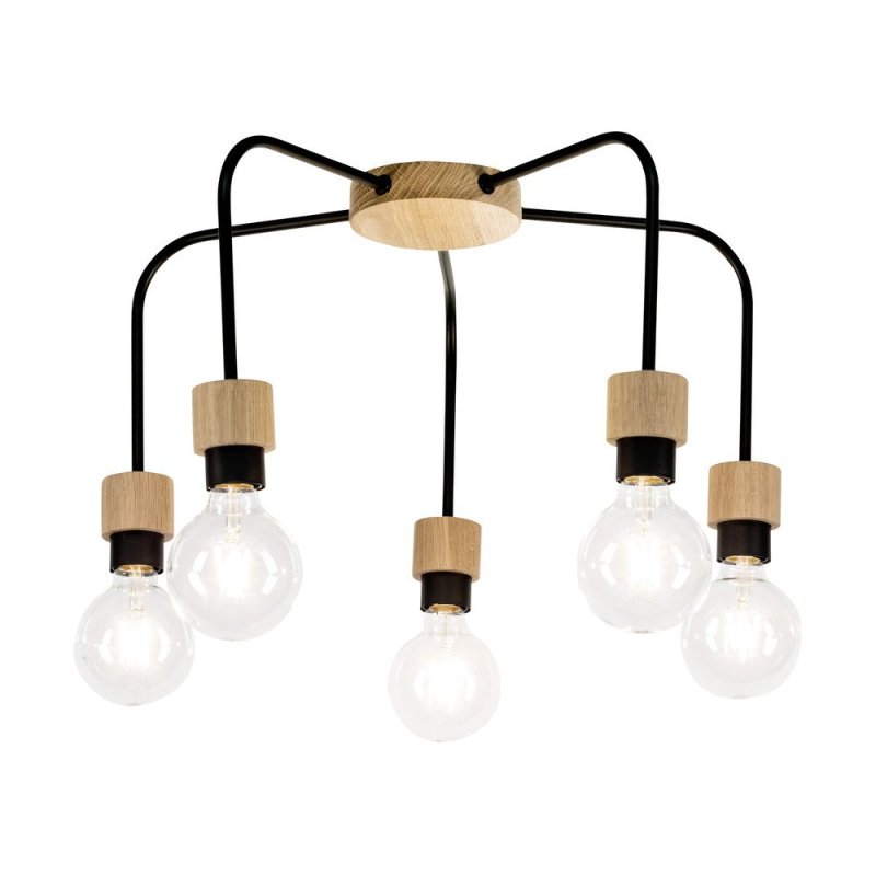 Eclait Lampa Sufitowa 5xE27 Max.40W Dąb Olejowany/Czarny