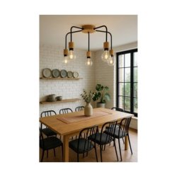 Eclait Lampa Sufitowa 5xE27 Max.40W Dąb Olejowany/Czarny