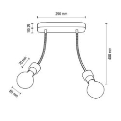 Allumer Lampa Sufitowa 2xE27 Max.25W Dąb Olejowany/Czarny