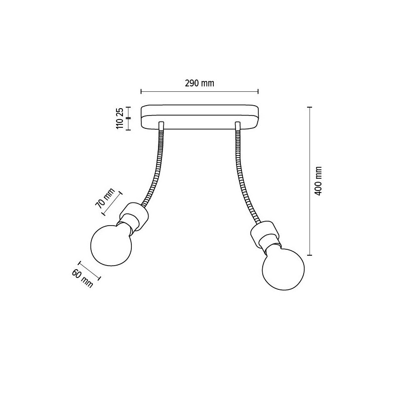 Allumer Lampa Sufitowa 2xE27 Max.25W Dąb Olejowany/Czarny