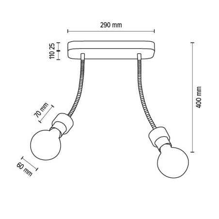 Allumer Lampa Sufitowa 2xE27 Max.25W Dąb Olejowany/Czarny