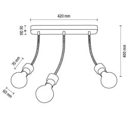 Allumer Lampa Sufitowa 3xE27 Max.25W Dąb Olejowany/Czarny