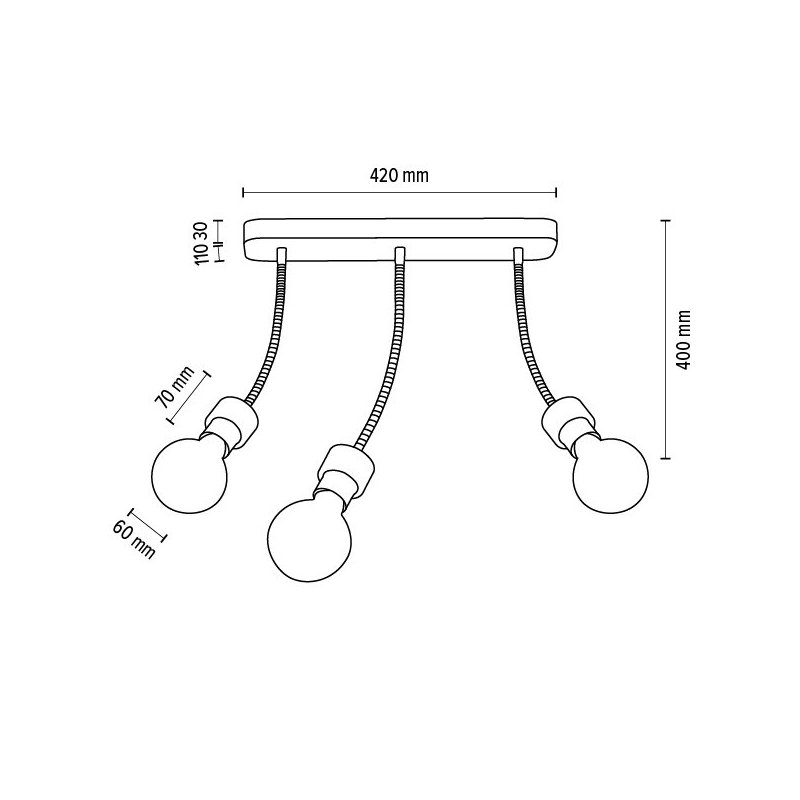 Allumer Lampa Sufitowa 3xE27 Max.25W Dąb Olejowany/Czarny