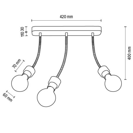 Allumer Lampa Sufitowa 3xE27 Max.25W Dąb Olejowany/Czarny