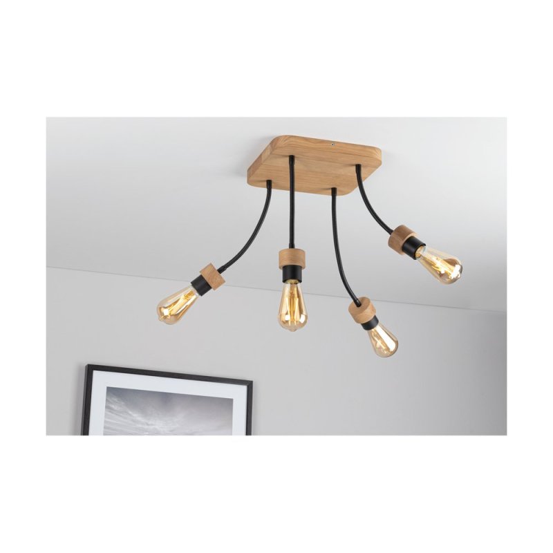 Allumer Lampa Sufitowa 4xE27 Max.25W Dąb Olejowany/Czarny