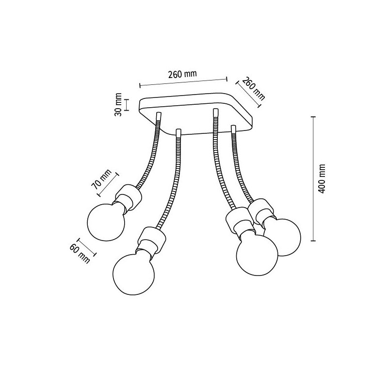 Allumer Lampa Sufitowa 4xE27 Max.25W Dąb Olejowany/Czarny