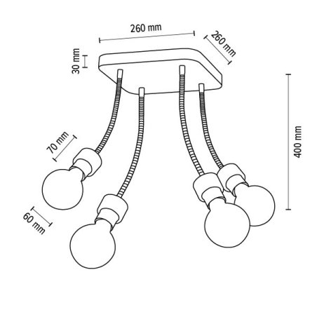 Allumer Lampa Sufitowa 4xE27 Max.25W Dąb Olejowany/Czarny