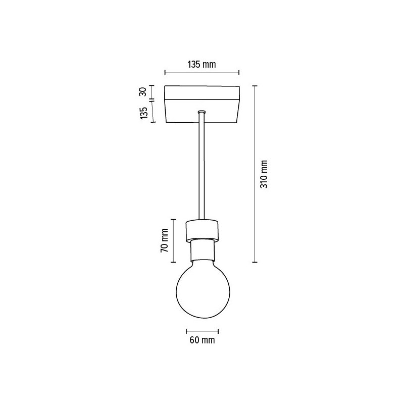 Chandelle Lampa Sufitowa 1xE27 Max.40W Dąb Olejowany/Czarny