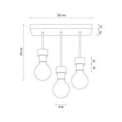 Chandelle Lampa Sufitowa 3xE27 Max.40W Dąb Olejowany/Czarny