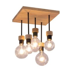 Chandelle Lampa Sufitowa 5xE27 Max.40W Dąb Olejowany/Czarny