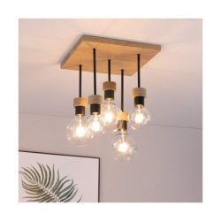 Chandelle Lampa Sufitowa 5xE27 Max.40W Dąb Olejowany/Czarny
