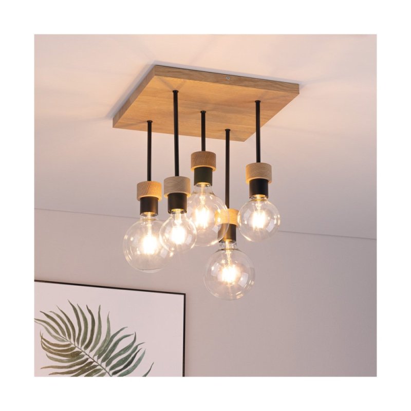 Chandelle Lampa Sufitowa 5xE27 Max.40W Dąb Olejowany/Czarny