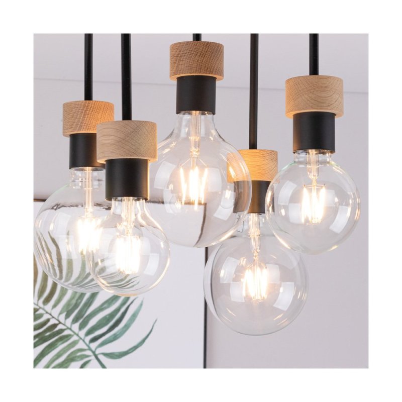 Chandelle Lampa Sufitowa 5xE27 Max.40W Dąb Olejowany/Czarny