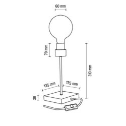Chandelle Lampa Stołowa 1xE27 Max.25W Dąb Olejowany/Czarny
