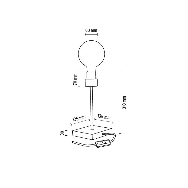 Chandelle Lampa Stołowa 1xE27 Max.25W Dąb Olejowany/Czarny