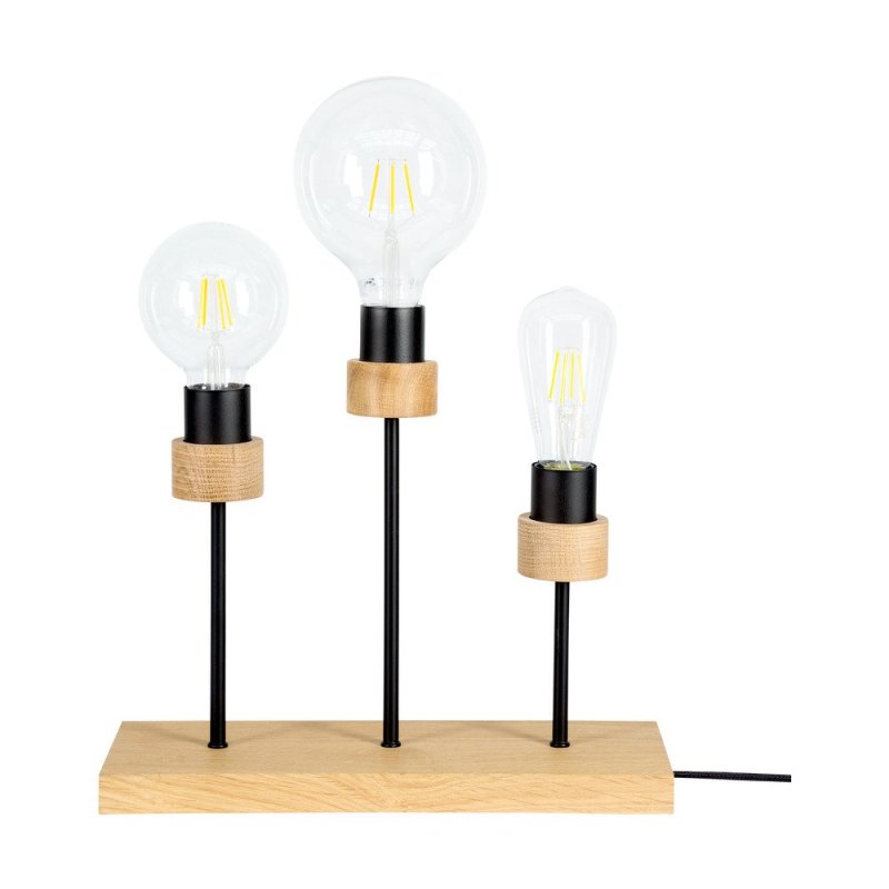 Chandelle Lampa Stołowa 3xE27 Max25W Dąb Olejowany/Czarny