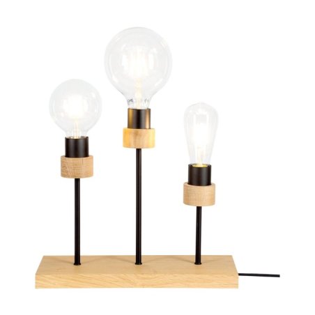 Chandelle Lampa Stołowa 3xE27 Max25W Dąb Olejowany/Czarny