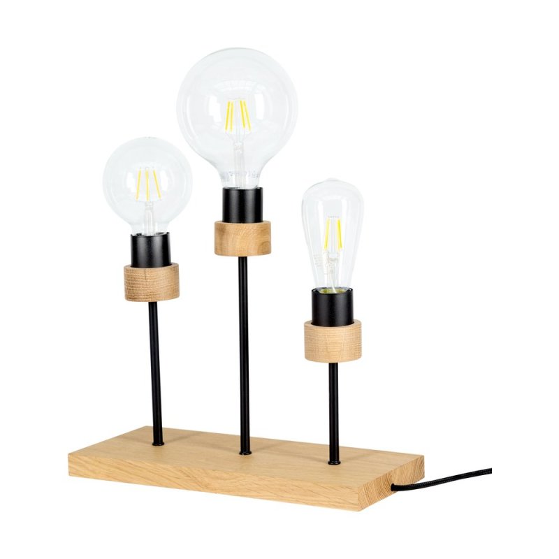 Chandelle Lampa Stołowa 3xE27 Max25W Dąb Olejowany/Czarny
