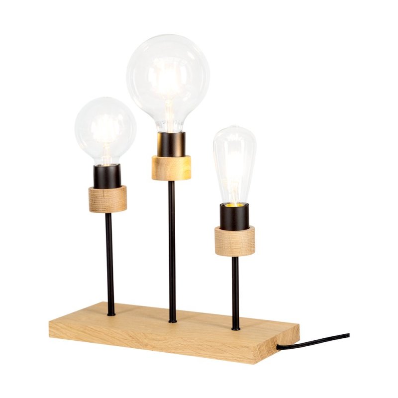 Chandelle Lampa Stołowa 3xE27 Max25W Dąb Olejowany/Czarny
