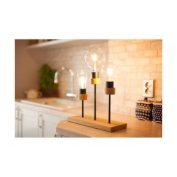 Chandelle Lampa Stołowa 3xE27 Max25W Dąb Olejowany/Czarny