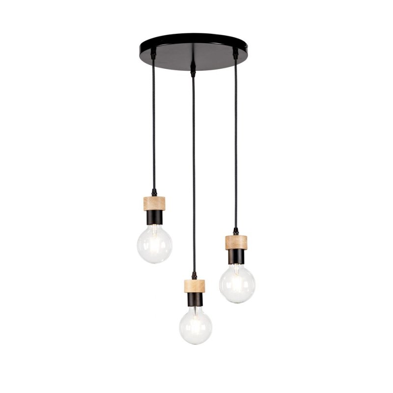 Clarte Lampa Wisząca 3xE27 Max.60W Czarny/Dąb Olejowany