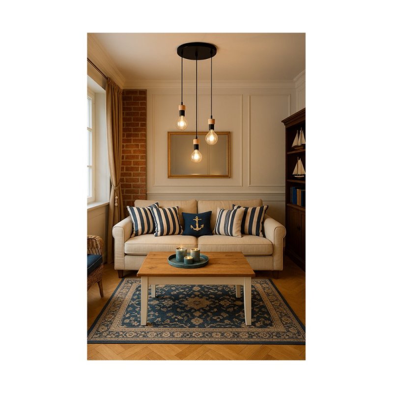 Clarte Lampa Wisząca 3xE27 Max.60W Czarny/Dąb Olejowany