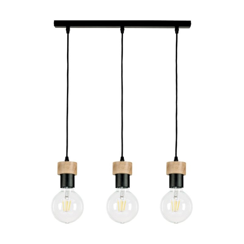 Clarte Lampa Wisząca 3xE27 Max.60W Czarny/Dąb Olejowany/Czarny