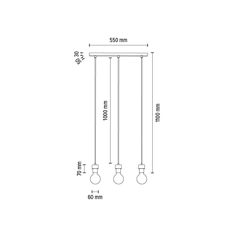 Clarte Lampa Wisząca 3xE27 Max.60W Czarny/Dąb Olejowany/Czarny