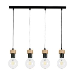 Clarte Lampa Wisząca 4xE27 Max.60W Czarny/Dąb Olejowany/Czarny