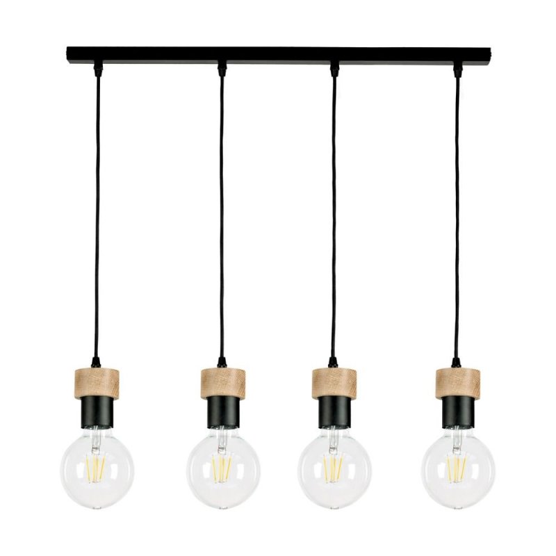 Clarte Lampa Wisząca 4xE27 Max.60W Czarny/Dąb Olejowany/Czarny