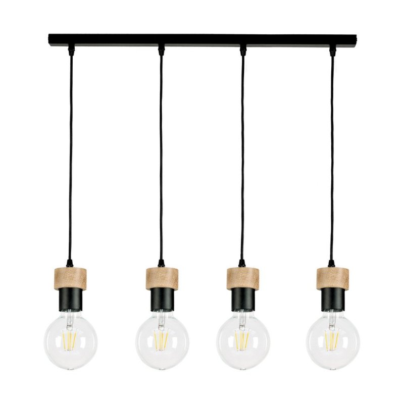 Clarte Lampa Wisząca 4xE27 Max.60W Czarny/Dąb Olejowany/Czarny