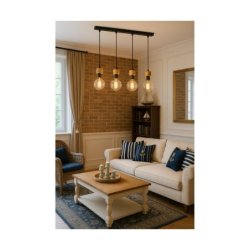 Clarte Lampa Wisząca 4xE27 Max.60W Czarny/Dąb Olejowany/Czarny