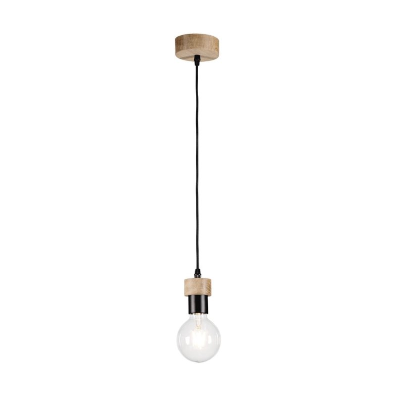 Clarte Wood Lampa Wisząca 1xE27 60W Dąb Olejowany/Czarny