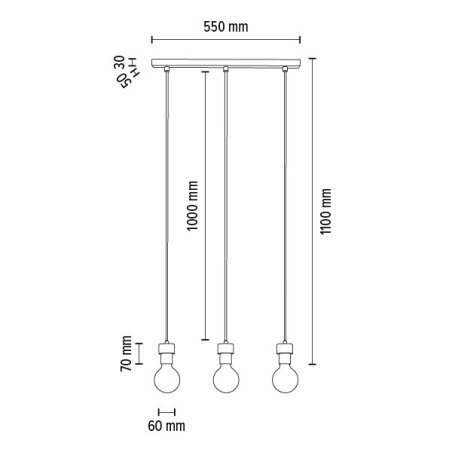 Clarte Wood Lampa Wisząca 3xE27 Max.60W Dąb Olejowany/Czarny
