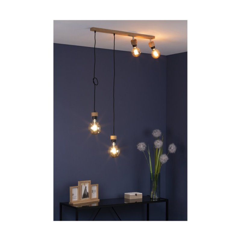 Clarte Wood Lampa Wisząca 4xE27 Max.25W Dąb Olejowany/Czarny/Czarny