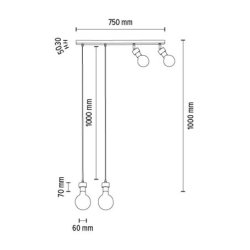 Clarte Wood Lampa Wisząca 4xE27 Max.25W Dąb Olejowany/Czarny/Czarny