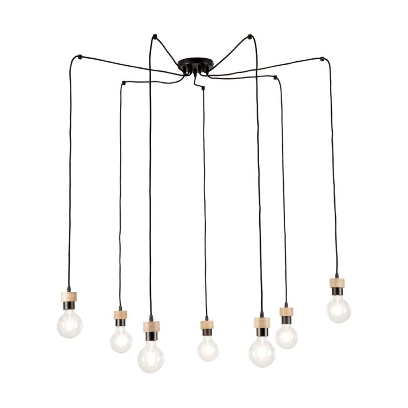 Clarte Lampa Wisząca 7xE27 Max.60W Czarny/Dąb Olejowany