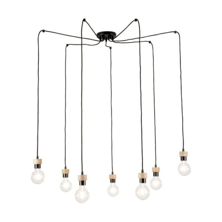 Clarte Lampa Wisząca 7xE27 Max.60W Czarny/Dąb Olejowany