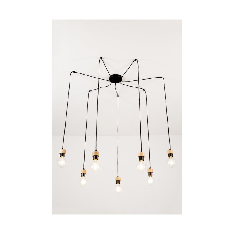 Clarte Lampa Wisząca 7xE27 Max.60W Czarny/Dąb Olejowany