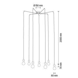 Clarte Lampa Wisząca 7xE27 Max.60W Czarny/Dąb Olejowany